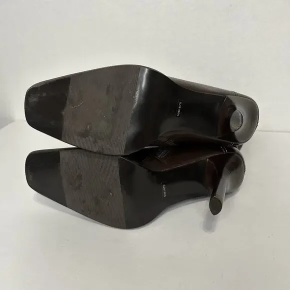 Diba Womens Brown Leather Square Toe Side Zipper Mid-Calf Heeled Boots 8 90s - Picture 8 of 10